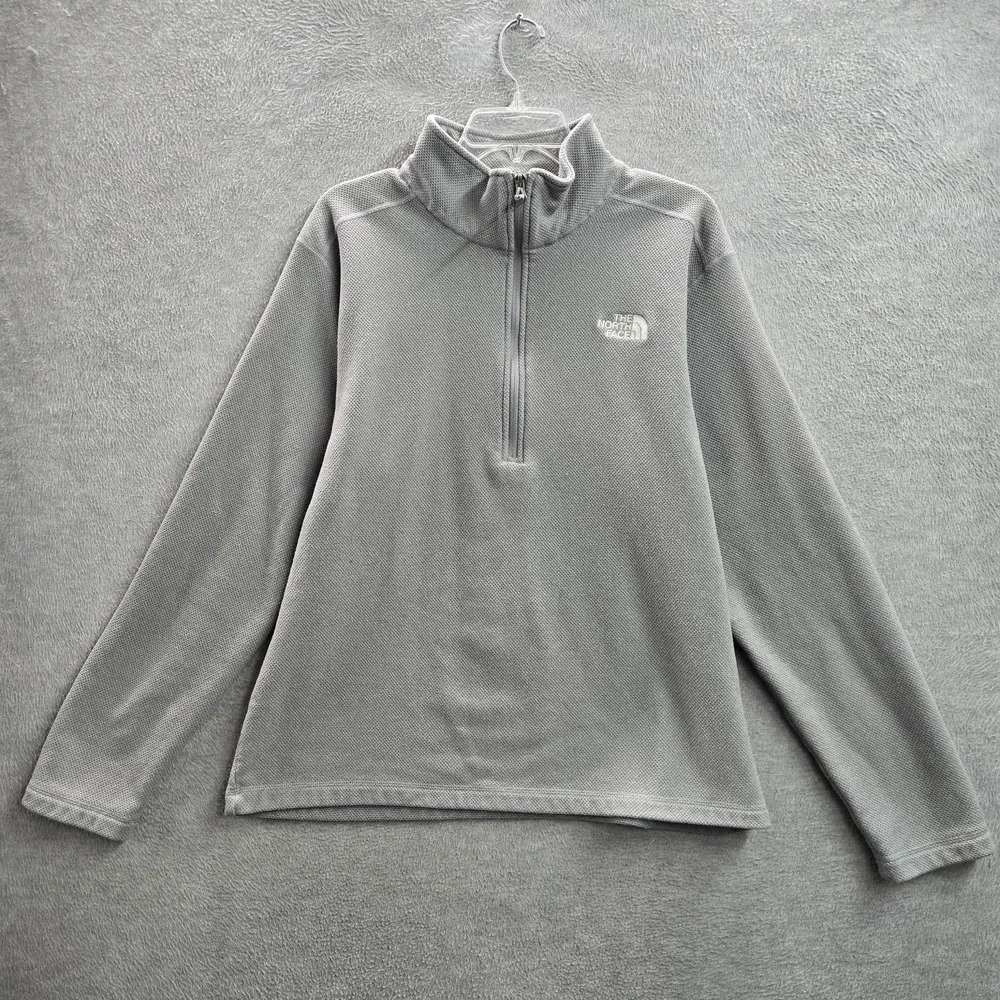 The North Face Men Sweatshirt XL Gray Embroidered Glacier Fleece Half Zip